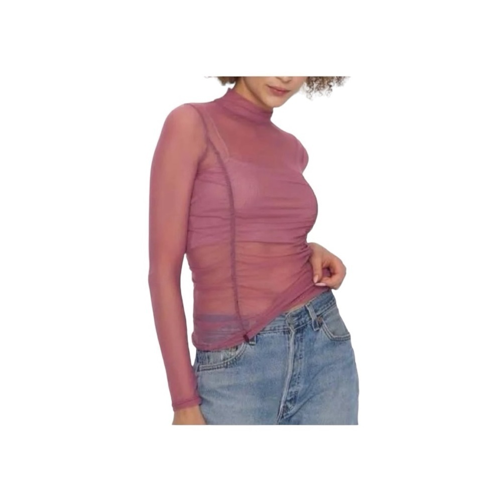 Project Social T Sheer Mock Neck Top, Size Medium